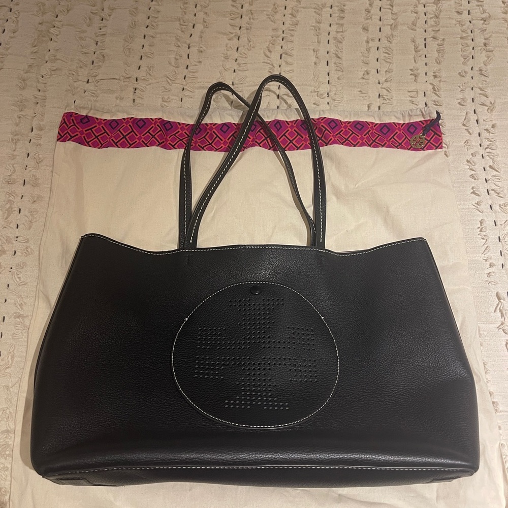 Tory Burch Black Leather Tote Bag